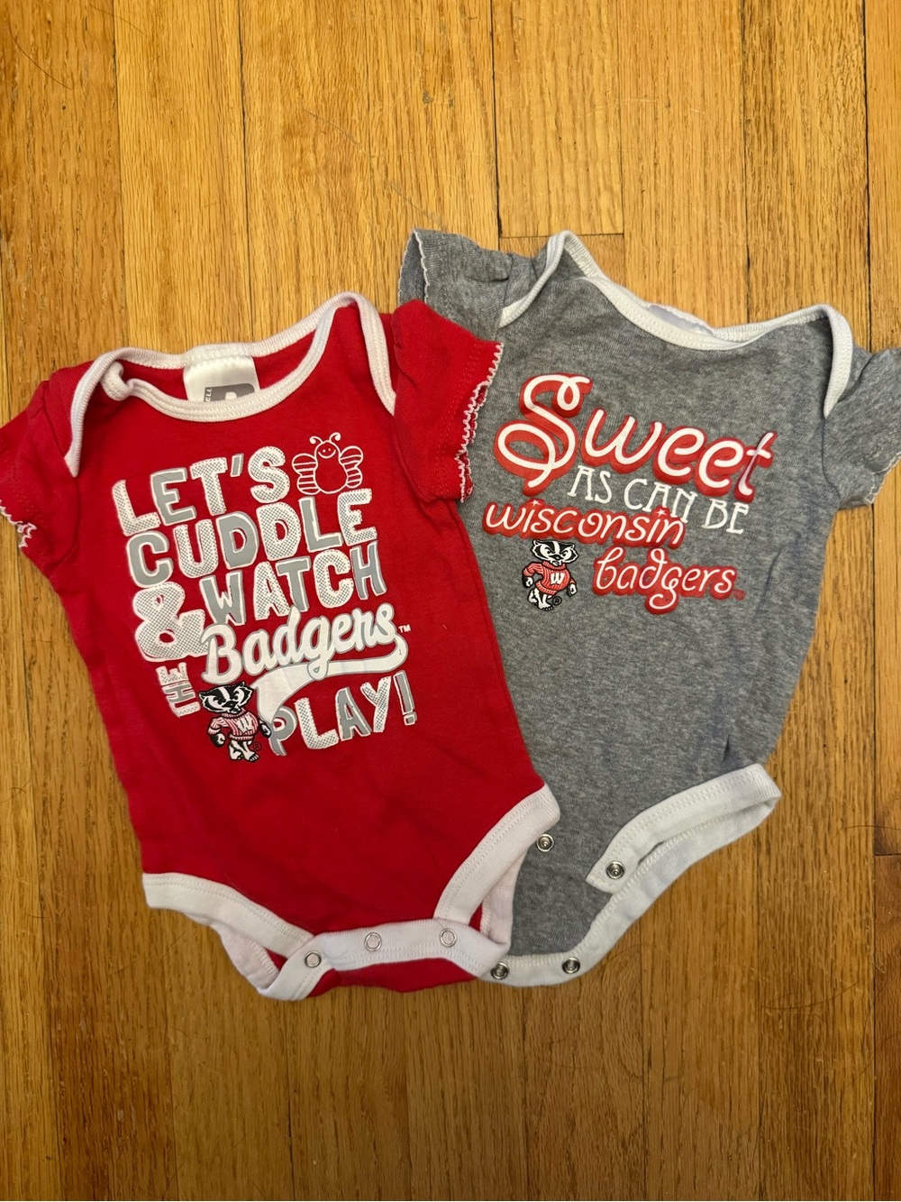 Two Wisconsin Badgers Infant One-Piece Bodysuits - Red & Gray